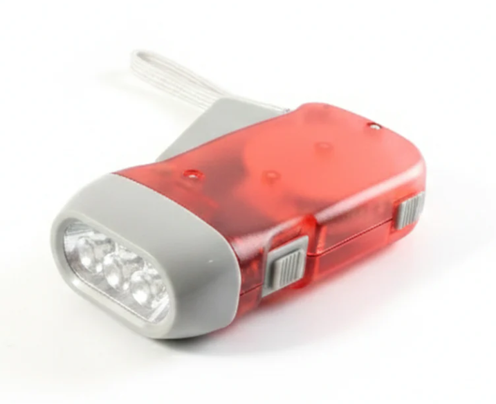 2-LED Hand Press Torch – Battery-Free Hand Crank Flashlight