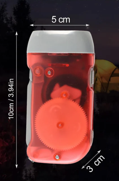 2-LED Hand Press Torch – Battery-Free Hand Crank Flashlight
