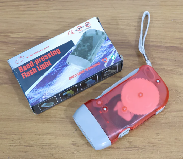 2-LED Hand Press Torch – Battery-Free Hand Crank Flashlight