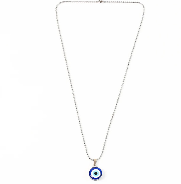 Tiny Blue Turkish Evil Eye Pendant Chain Necklace For Men And Women