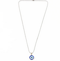 Tiny Blue Turkish Evil Eye Pendant Chain Necklace For Men And Women