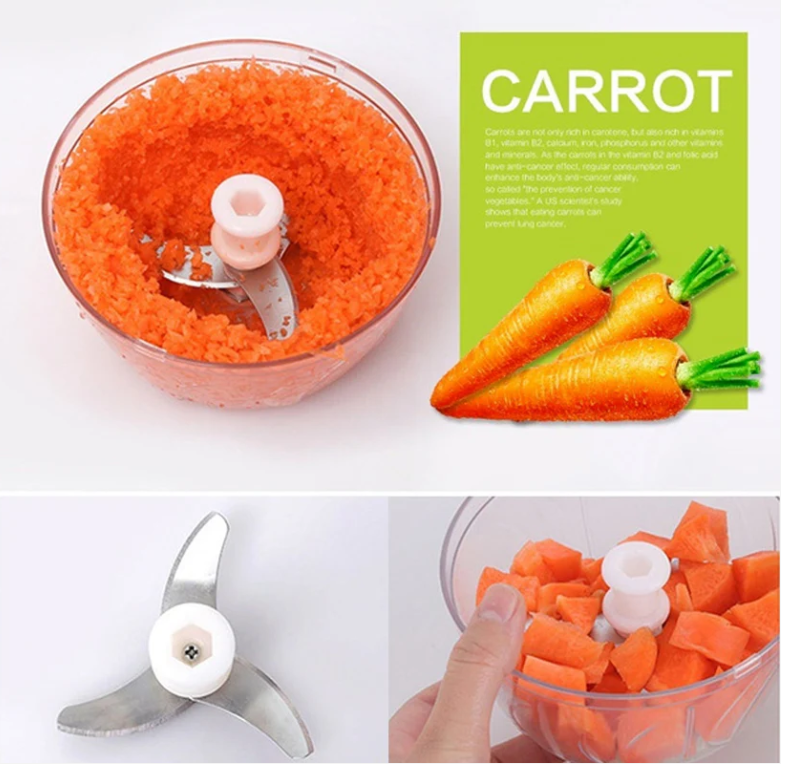 Manual Food Chopper, Compact & Powerful Hand Held Vegetable Chopper / Blender