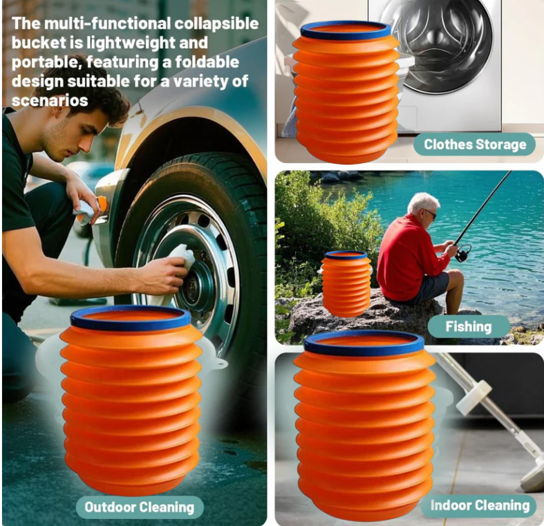 Foldable Storage Bucket – Water Container & Dustbin for Home, Car, Kitchen