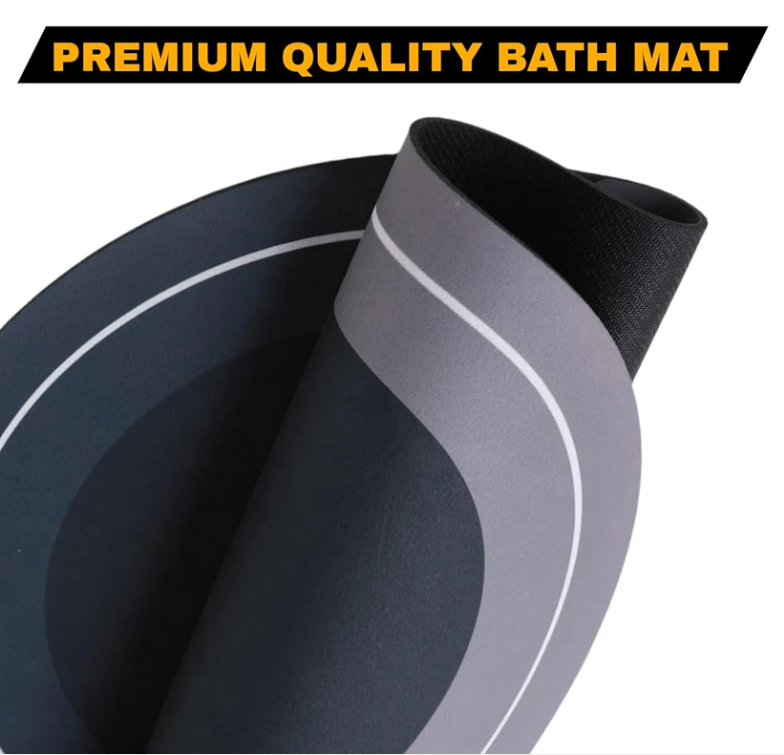 Oval B Grade Bathroom Mat – Waterproof Quick-Dry Floor Mat Blue