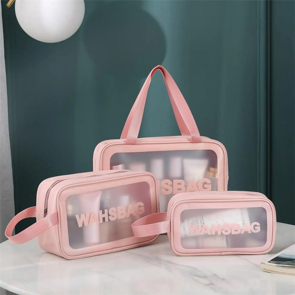 3-Piece Clear Toiletry Wash Bag Set