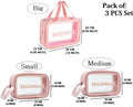 3-Piece Clear Toiletry Wash Bag Set