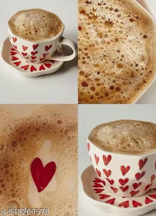 Ceramic Heart Mug and Dessert Plate Set