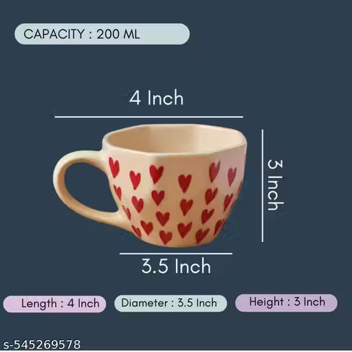 Ceramic Heart Mug and Dessert Plate Set