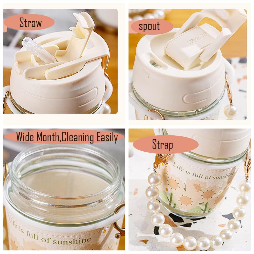 Glass  coffee mug with pearl string